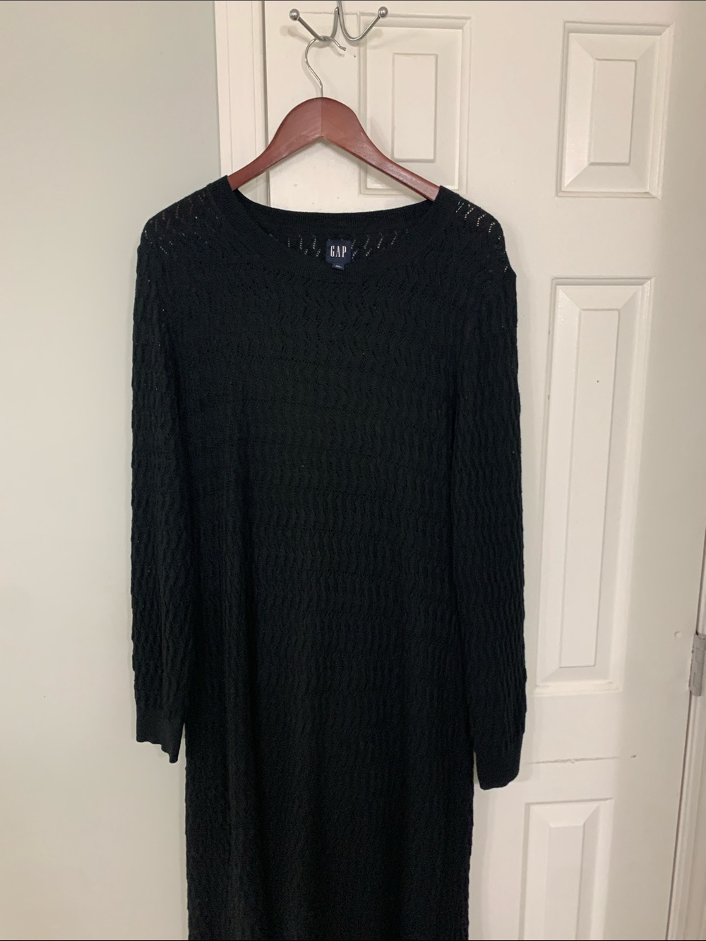 GAP Black Cable Knit Long Sleeve Sweater Dress